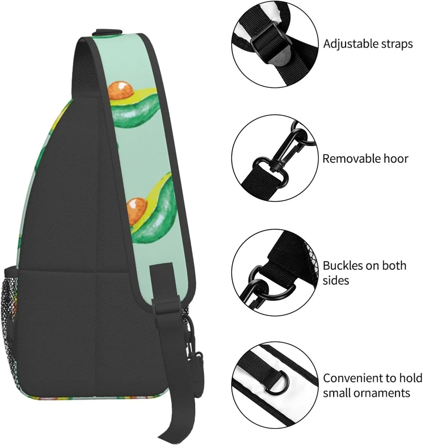 Avocado Crossbody Sling Backpack Sling Bag Adjustable Chest Shoulder Daypack For Women Men