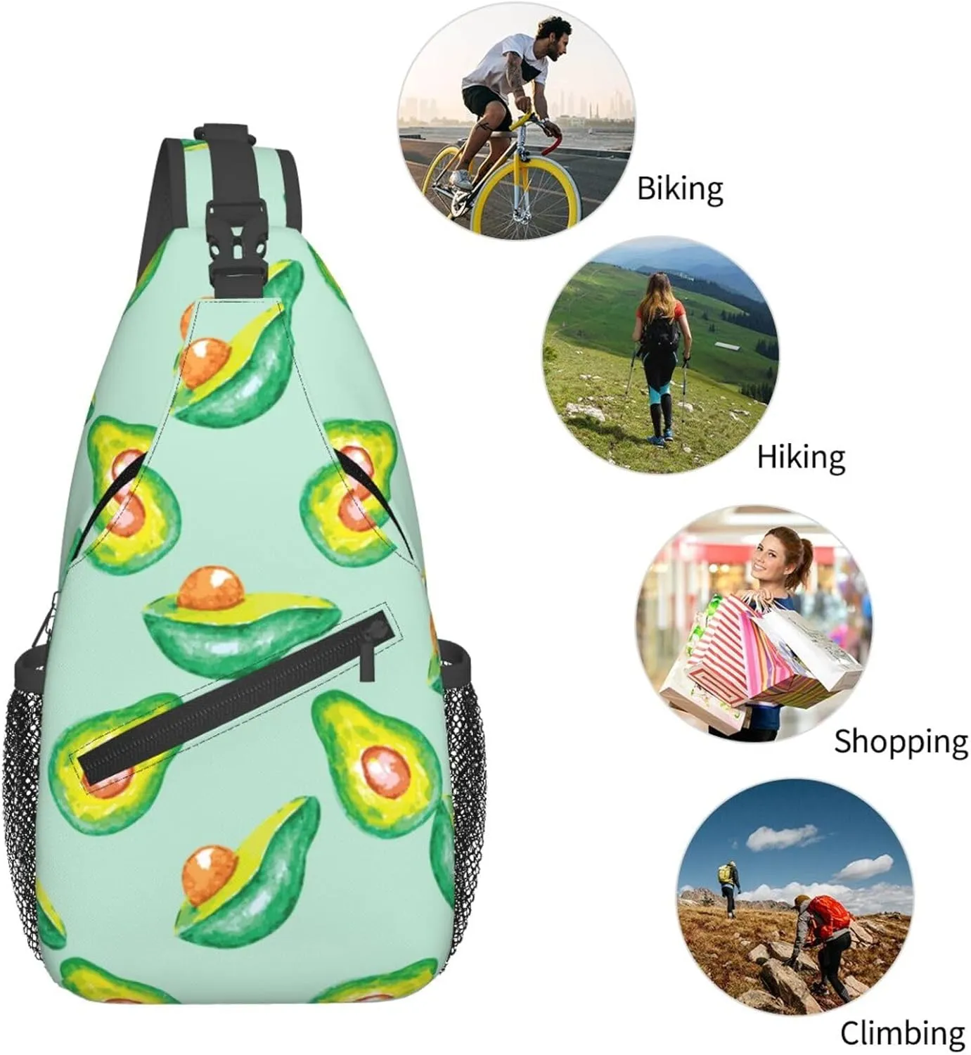 Avocado Crossbody Sling Backpack Sling Bag Adjustable Chest Shoulder Daypack For Women Men