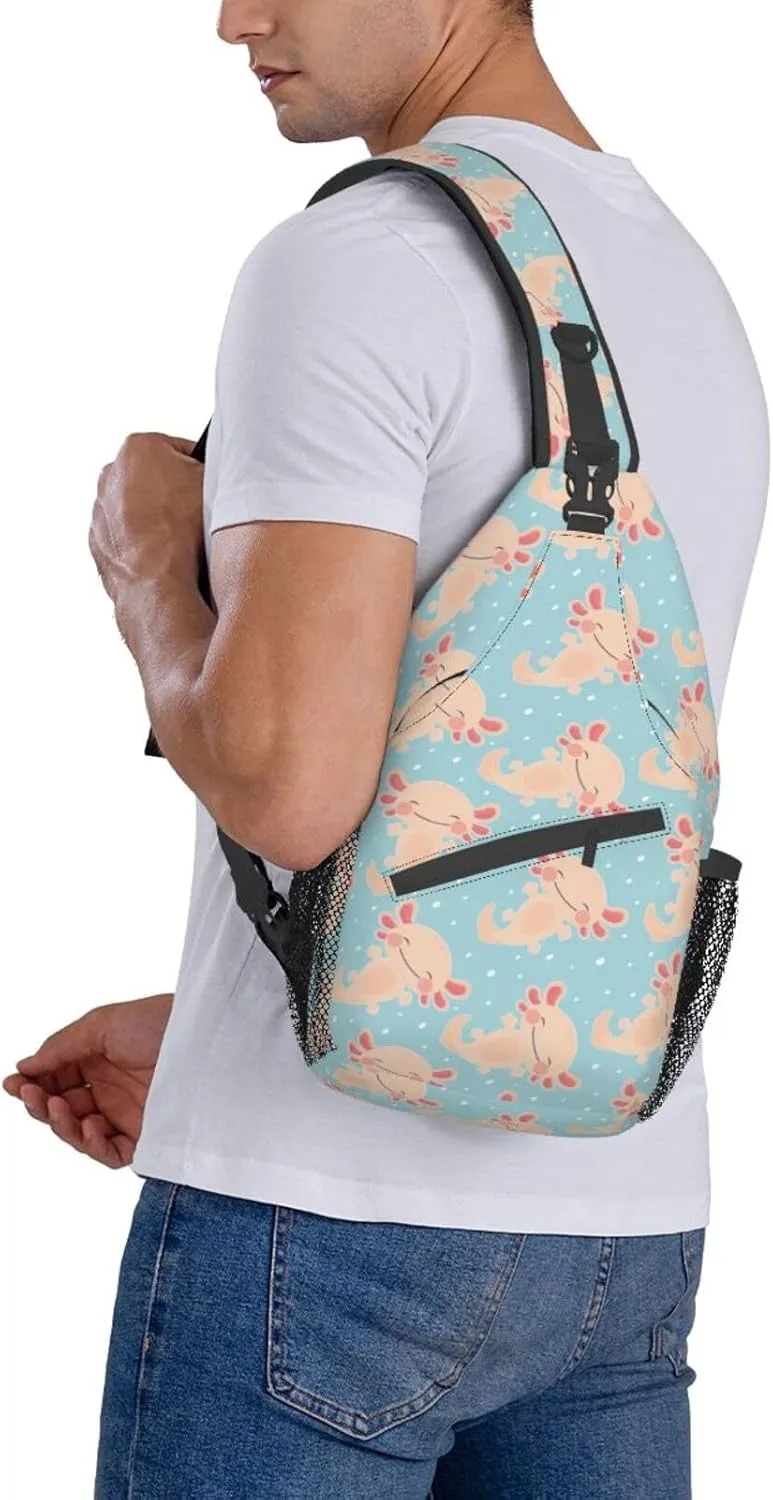 Axolotl Sling Backpack Chest Bag Crossbody Shoulder Bag Gym Cycling Travel Hiking Daypack For Men Women