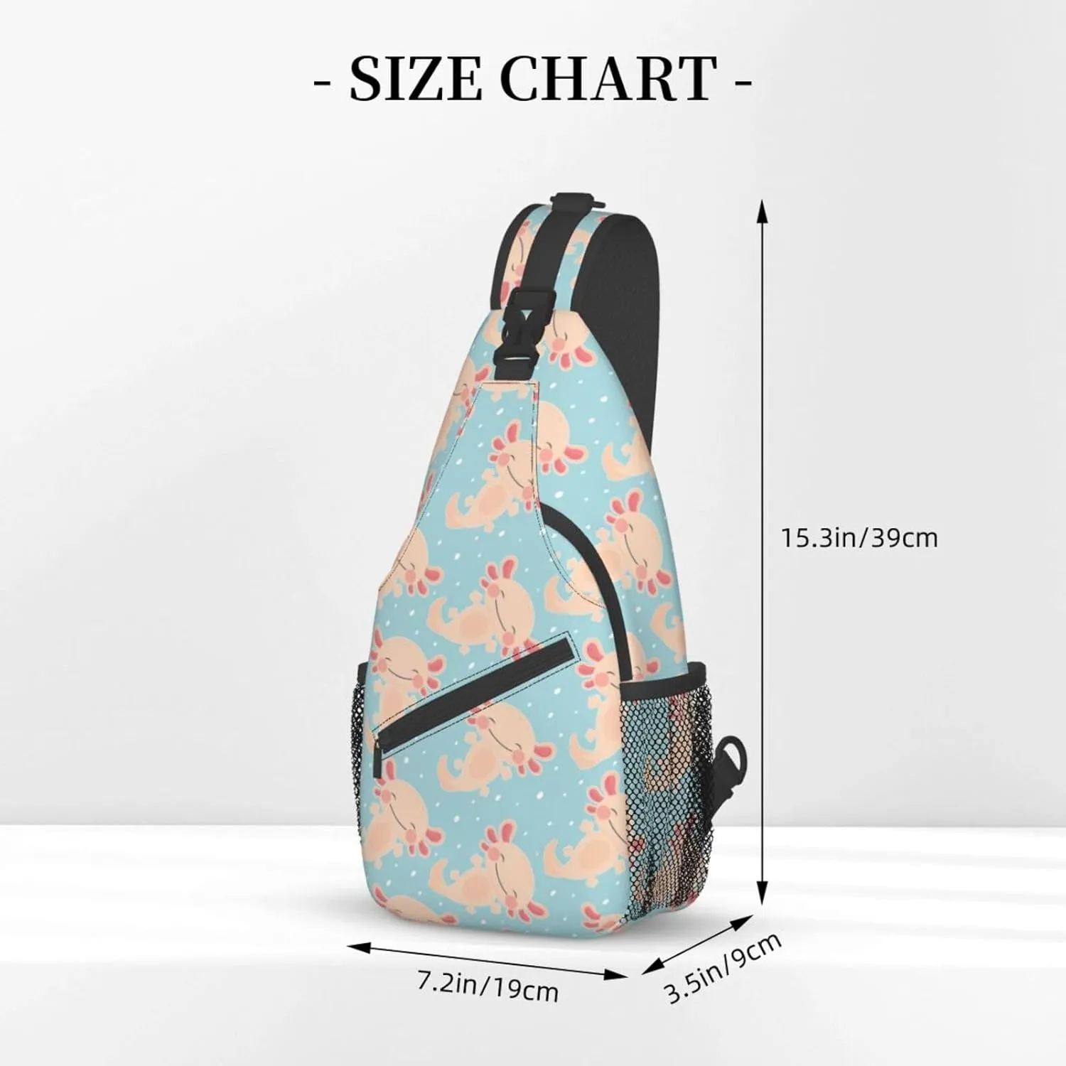 Axolotl Sling Backpack Chest Bag Crossbody Shoulder Bag Gym Cycling Travel Hiking Daypack For Men Women