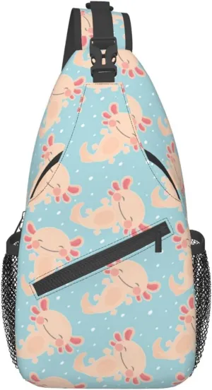 Axolotl Sling Backpack Chest Bag Crossbody Shoulder Bag Gym Cycling Travel Hiking Daypack For Men Women