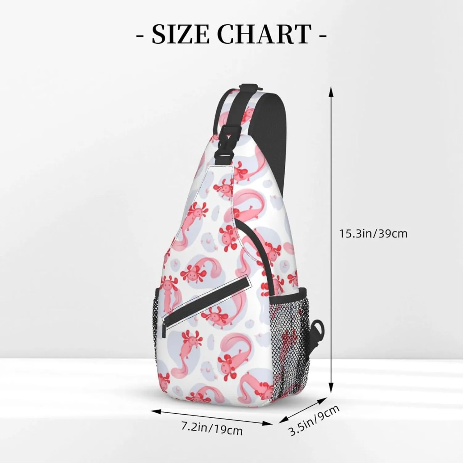 Axolotl Sling Backpack Chest Bag Crossbody Shoulder Bag Gym Cycling Travel Hiking Daypack For Men Women