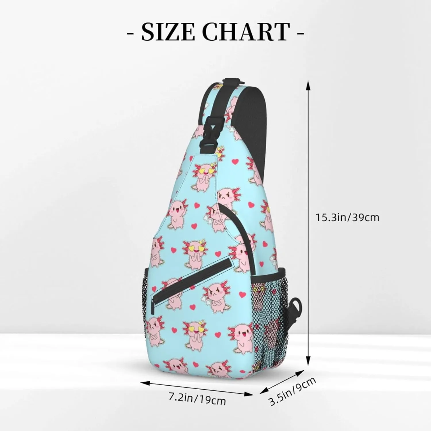 Axolotl Sling Backpack Chest Bag Crossbody Shoulder Bag Gym Cycling Travel Hiking Daypack For Men Women