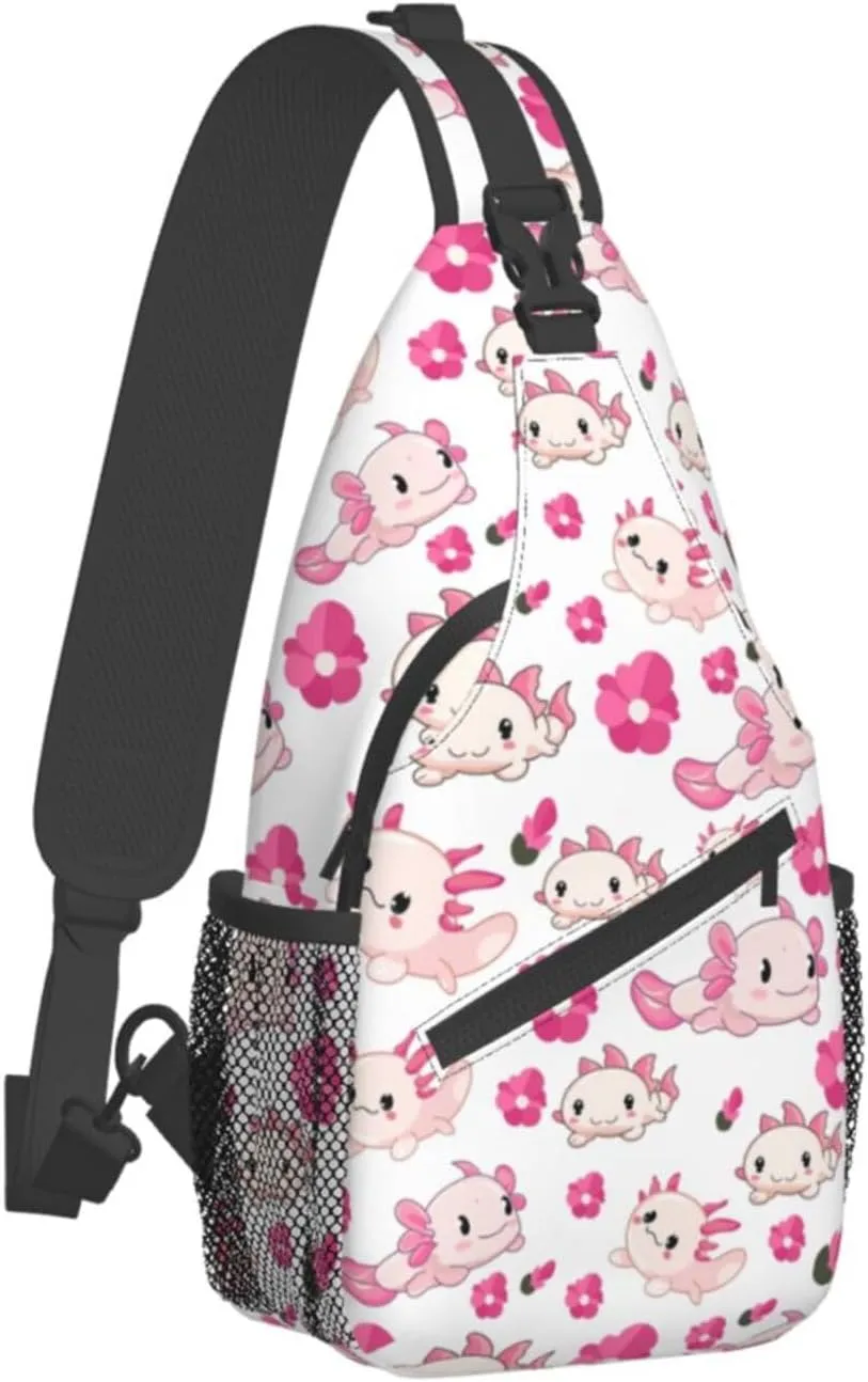 Axolotl Sling Backpack Chest Bag Crossbody Shoulder Bag Gym Cycling Travel Hiking Daypack For Men Women