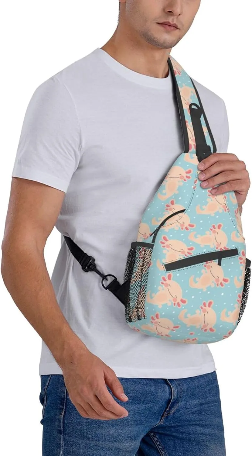 Axolotl Sling Backpack Chest Bag Crossbody Shoulder Bag Gym Cycling Travel Hiking Daypack For Men Women