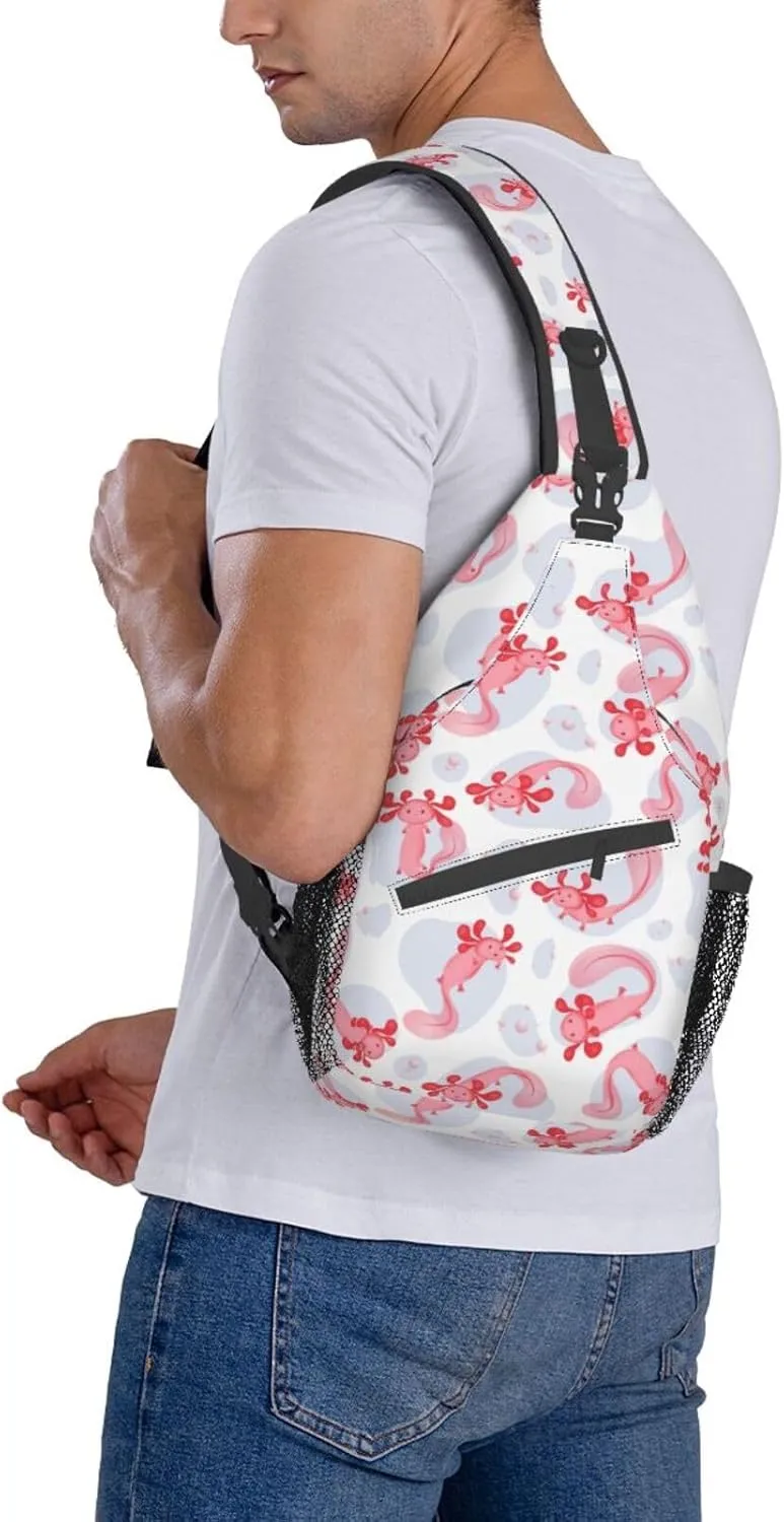 Axolotl Sling Backpack Chest Bag Crossbody Shoulder Bag Gym Cycling Travel Hiking Daypack For Men Women