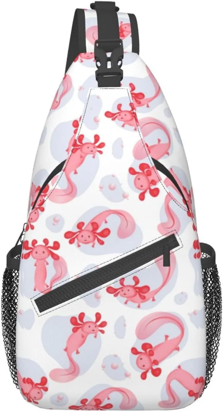 Axolotl Sling Backpack Chest Bag Crossbody Shoulder Bag Gym Cycling Travel Hiking Daypack For Men Women