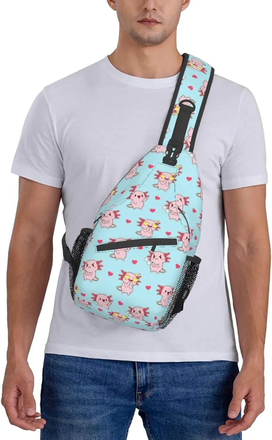 Axolotl Sling Backpack Chest Bag Crossbody Shoulder Bag Gym Cycling Travel Hiking Daypack For Men Women