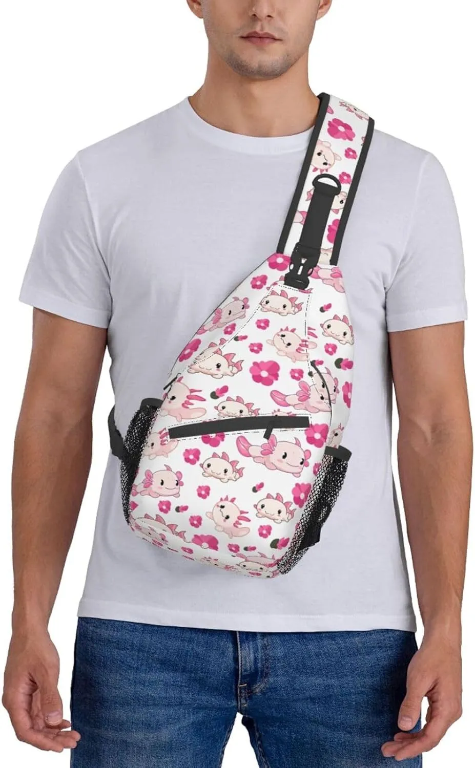 Axolotl Sling Backpack Chest Bag Crossbody Shoulder Bag Gym Cycling Travel Hiking Daypack For Men Women