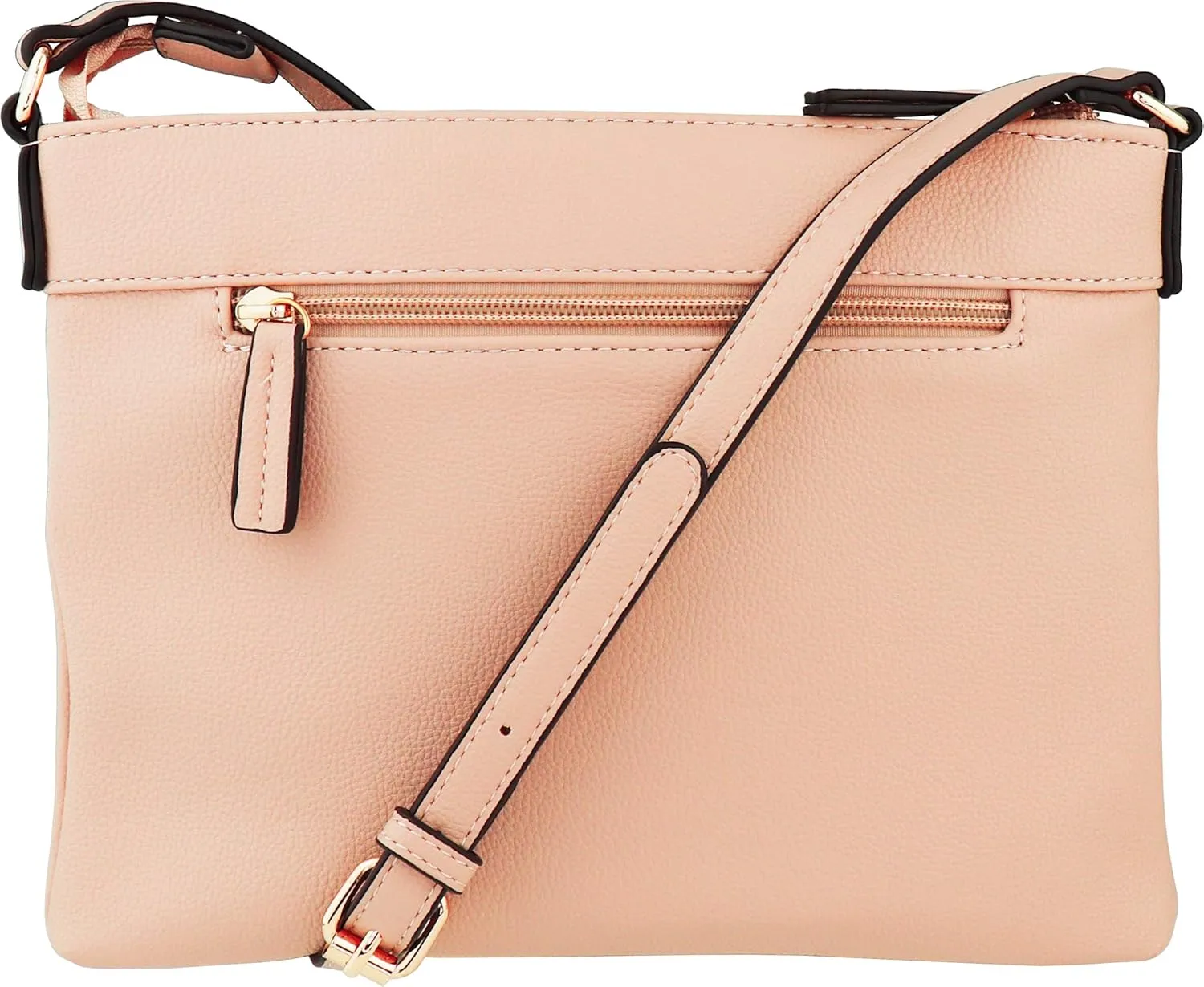 B BRENTANO Vegan Multi-Zipper Crossbody Handbag Purse with Tassel Accents