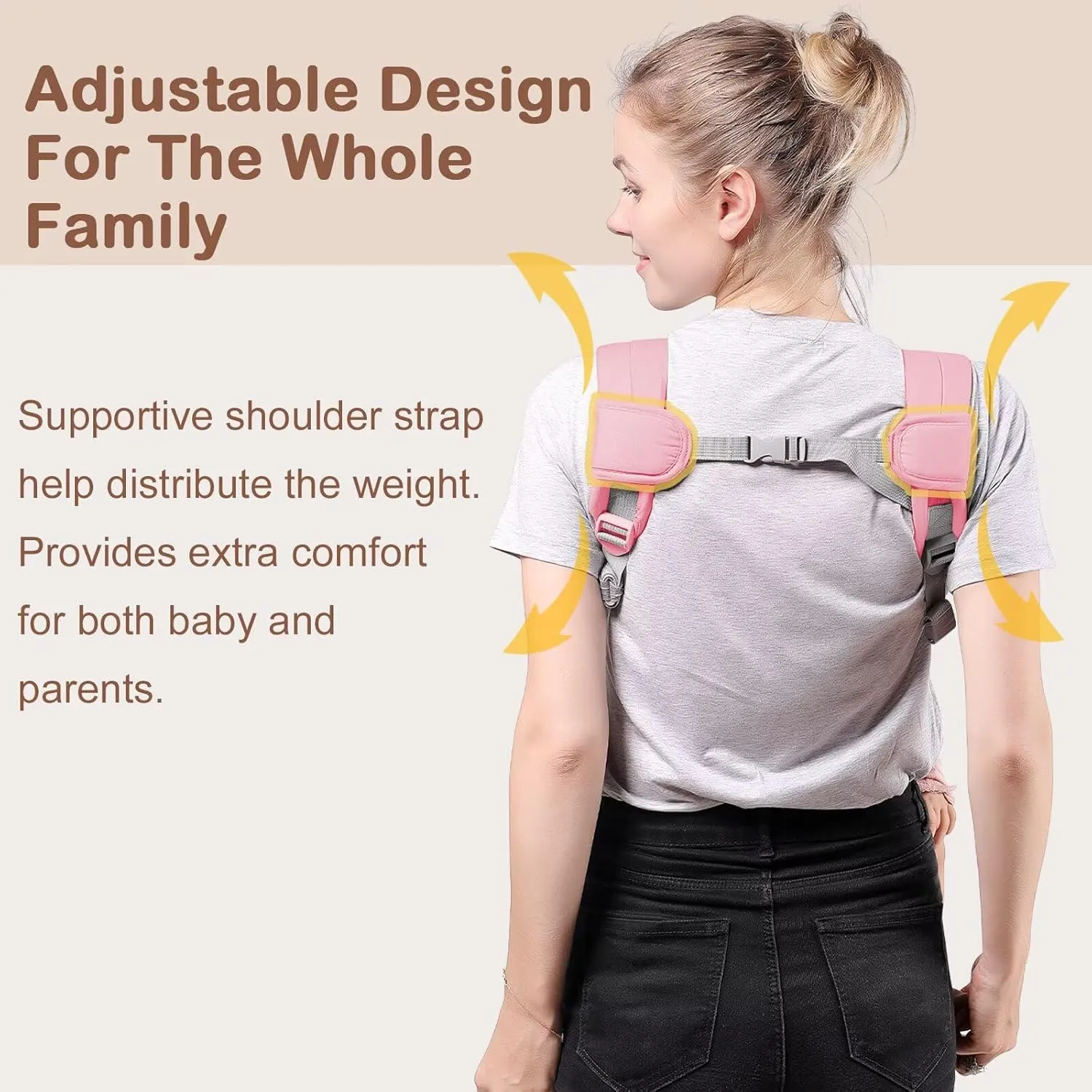 Baby Carrier Newborn to Toddler(7-30lbs), Toddler Carrier with Adjustable Shoulder Strap, Baby Holder Carrier with Breathable Mesh Fabric, Pink