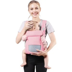 Baby Carrier Newborn to Toddler(7-30lbs), Toddler Carrier with Adjustable Shoulder Strap, Baby Holder Carrier with Breathable Mesh Fabric, Pink