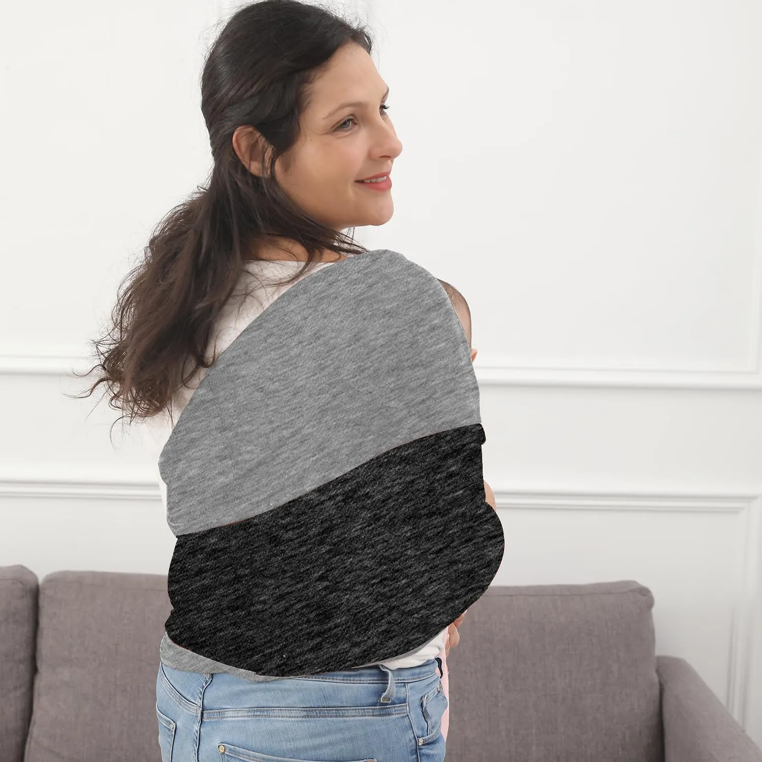 Baby Wrap Carrier, Perfect Baby Carrier Wrap Sling for Newborn and Infant up to 35 lbs. (Heather Grey, M (S, M, L of Clothing Size))