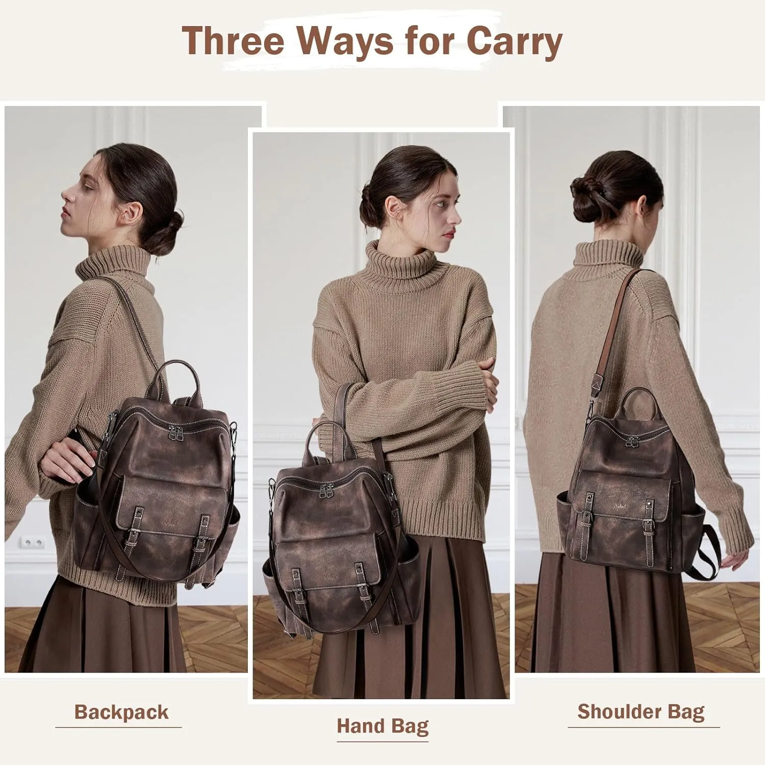 Backpack Purse for Women PU Leather Back Packs Designer Ladies Shoulder Bag Fashion Faux Work Travel Handbags