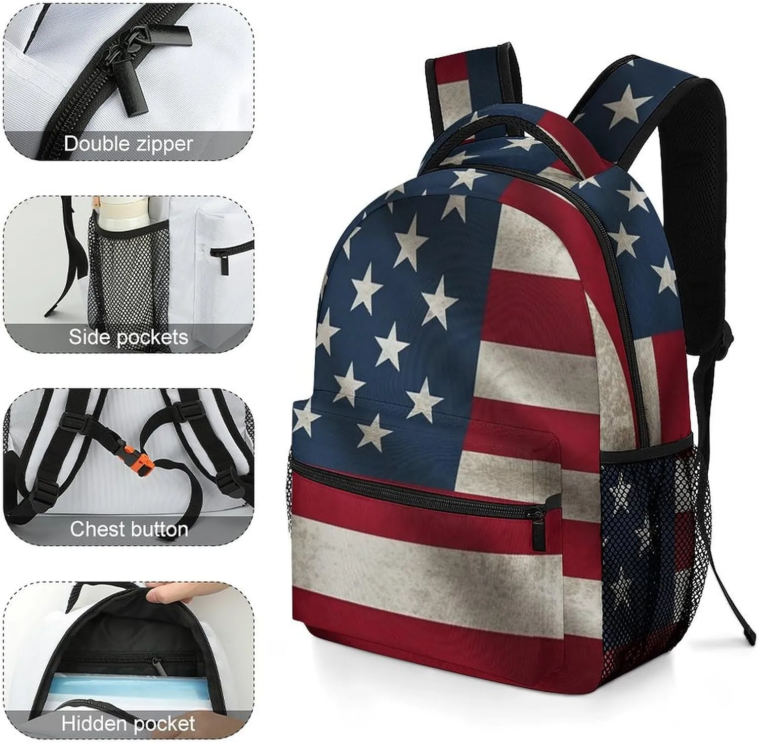 Backpacks American Flag Travel Bag Laptop Backpack Casual Daypack for Weekender Business Hiking
