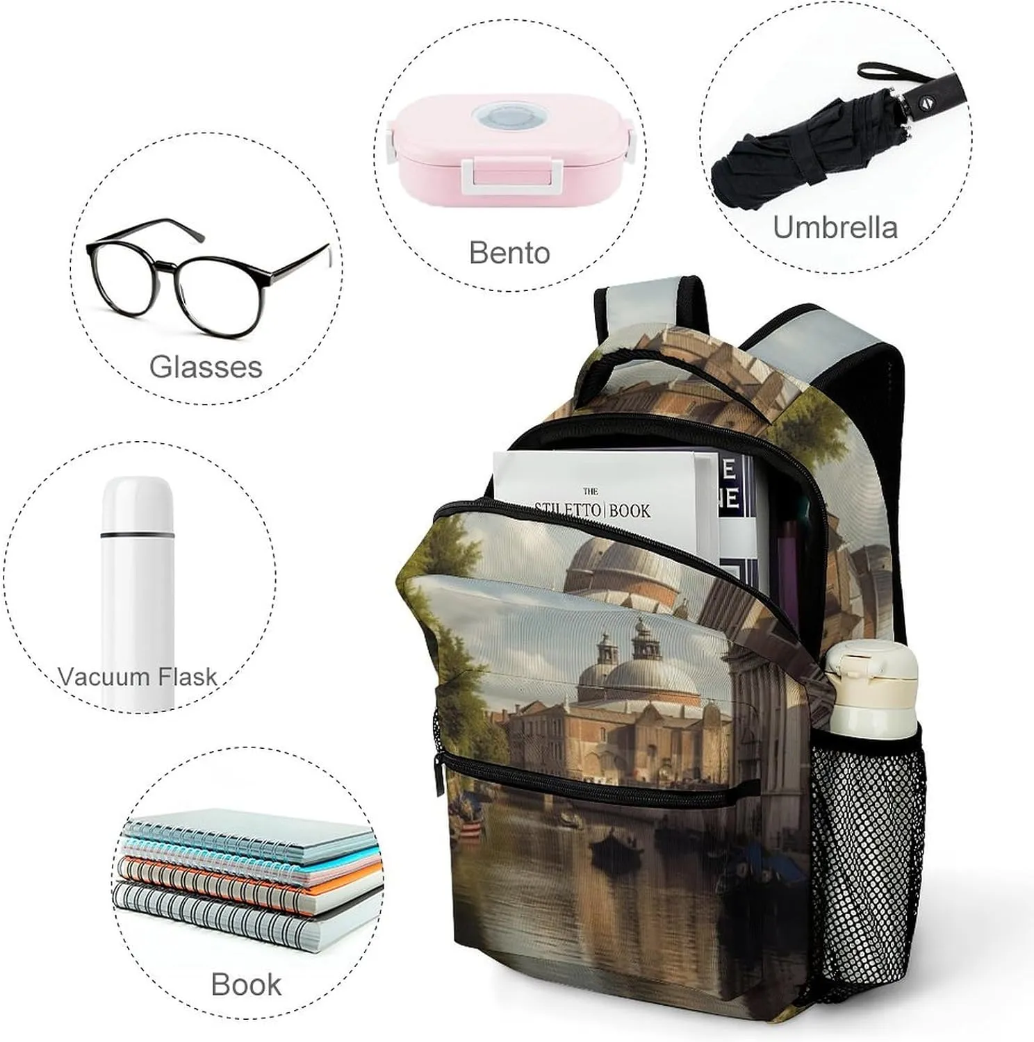 Backpacks Canal And Church Travel Bag Laptop Backpack Casual Daypack for Weekender Business Hiking