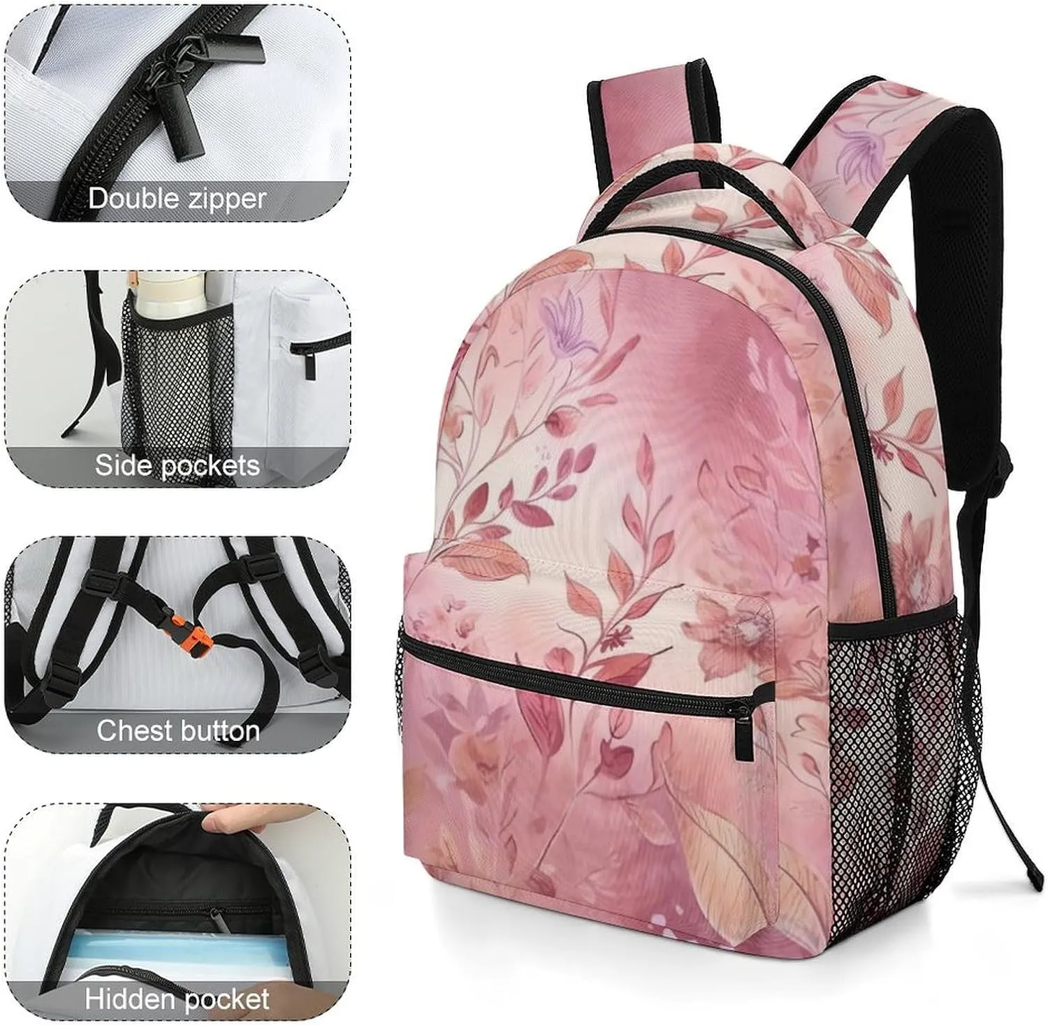 Backpacks Leaves of Flowers Travel Bag Laptop Backpack Casual Daypack for Weekender Business Hiking