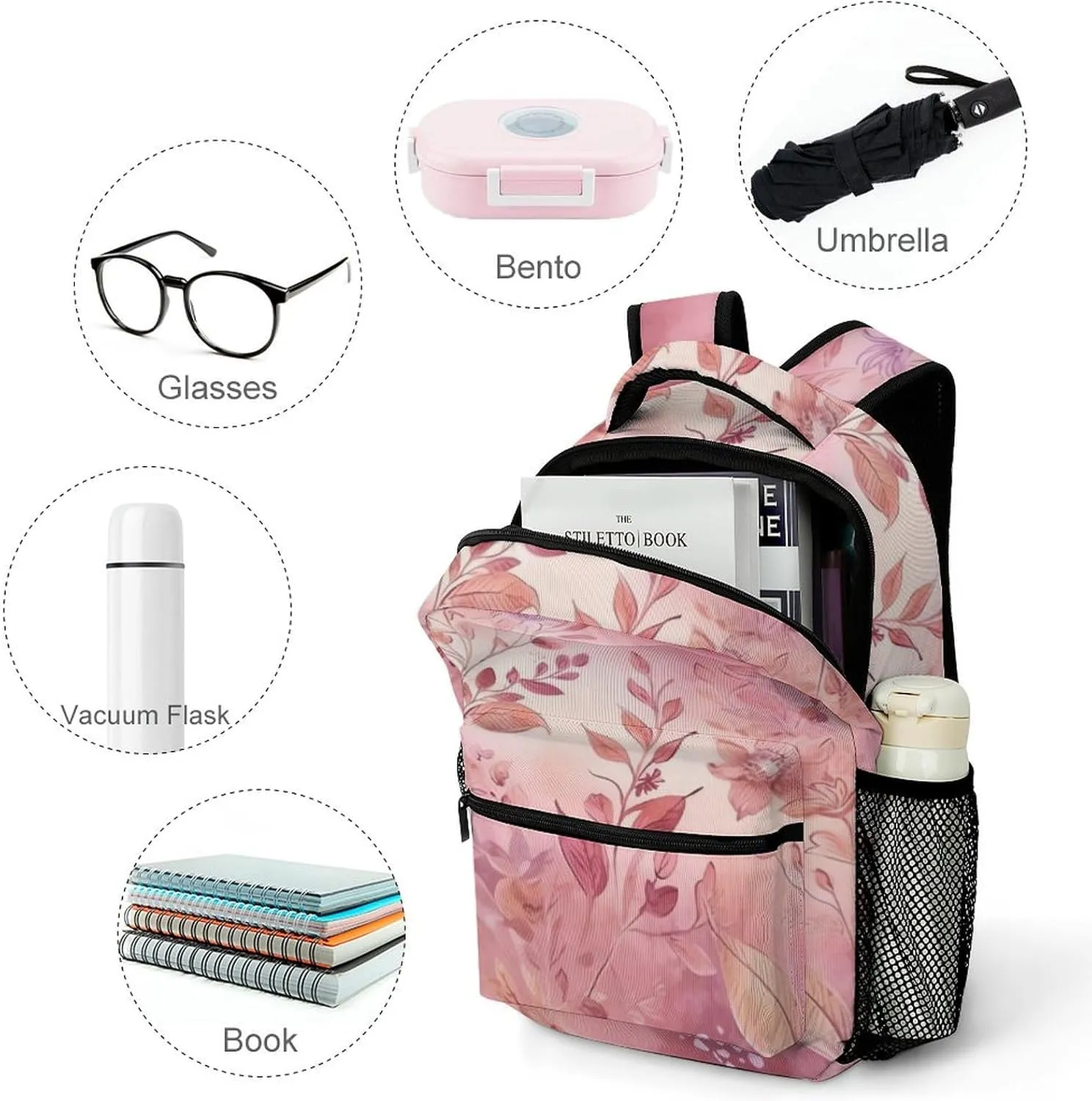 Backpacks Leaves of Flowers Travel Bag Laptop Backpack Casual Daypack for Weekender Business Hiking
