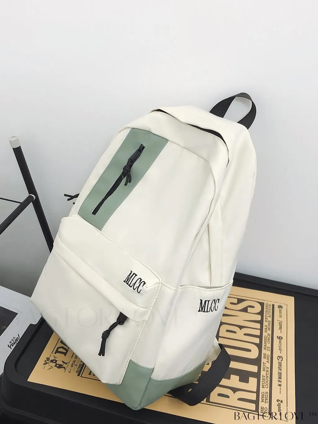 BagForLove - Color Block Student Backpack: Large Capacity with Rabbit Pendant
