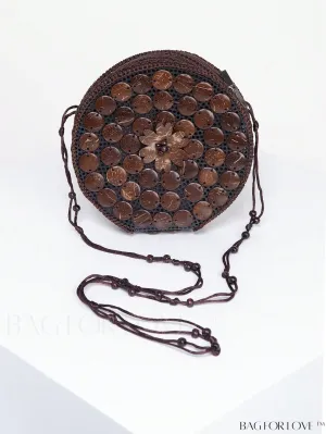 BagForLove - Handcrafted Mini Beaded Coconut Shell Crossbody Bag, Stylish Woven Travel Shoulder Bag