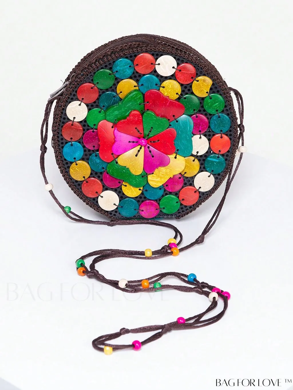 BagForLove - Handcrafted Mini Beaded Coconut Shell Crossbody Bag, Stylish Woven Travel Shoulder Bag
