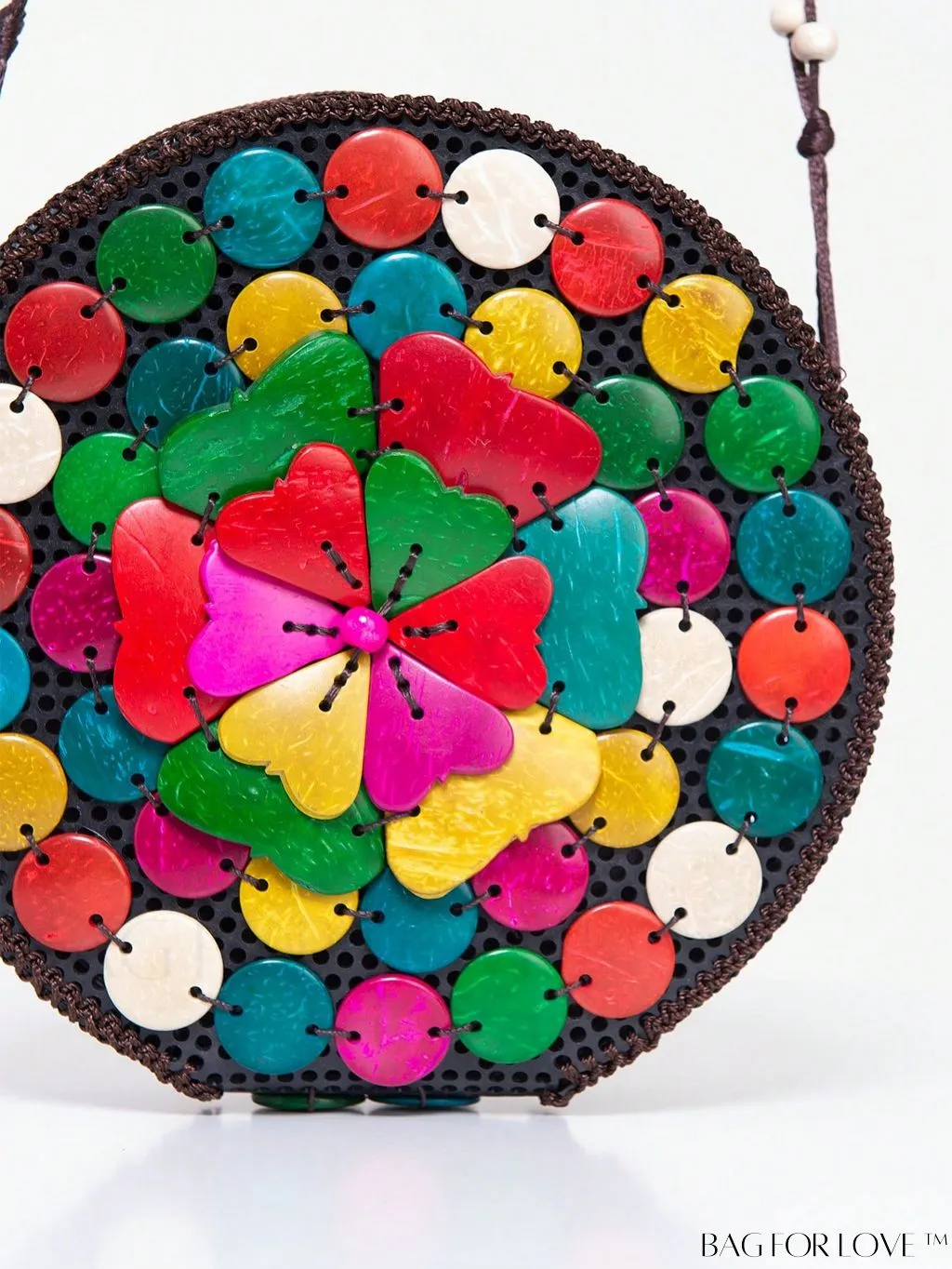 BagForLove - Handcrafted Mini Beaded Coconut Shell Crossbody Bag, Stylish Woven Travel Shoulder Bag