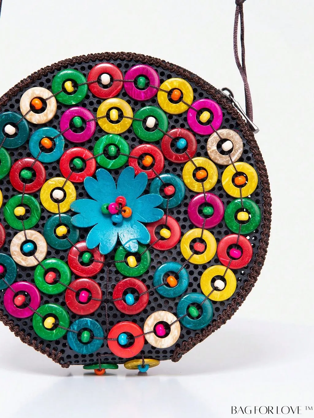 BagForLove - Handcrafted Mini Beaded Coconut Shell Crossbody Bag, Stylish Woven Travel Shoulder Bag
