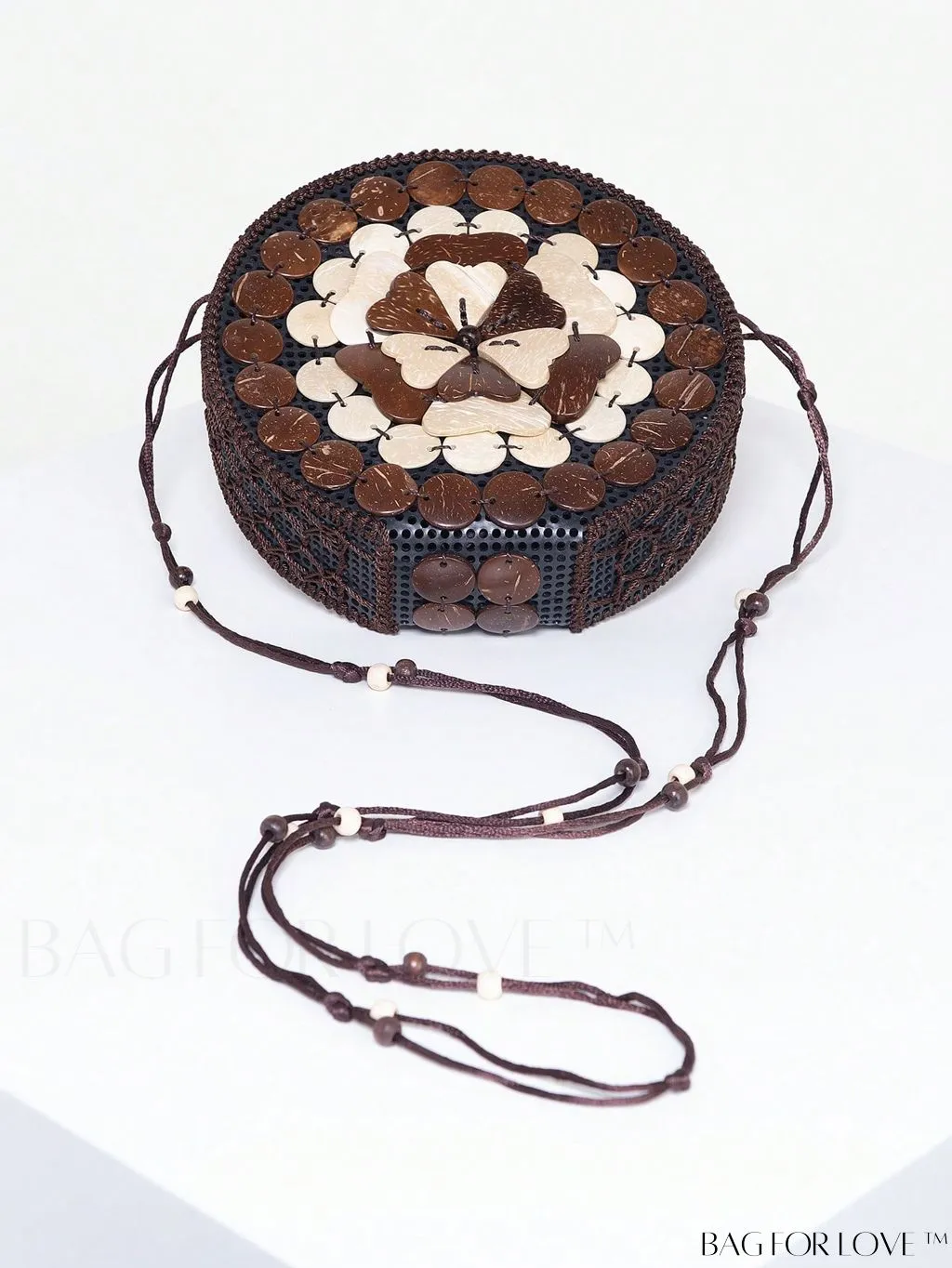 BagForLove - Handcrafted Mini Beaded Coconut Shell Crossbody Bag, Stylish Woven Travel Shoulder Bag