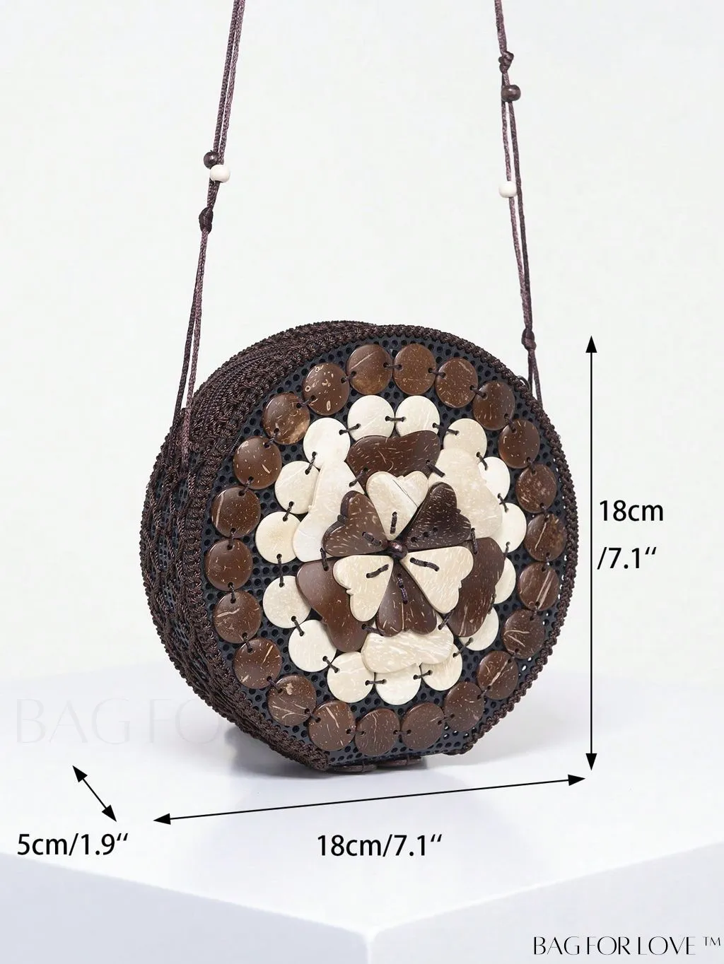 BagForLove - Handcrafted Mini Beaded Coconut Shell Crossbody Bag, Stylish Woven Travel Shoulder Bag