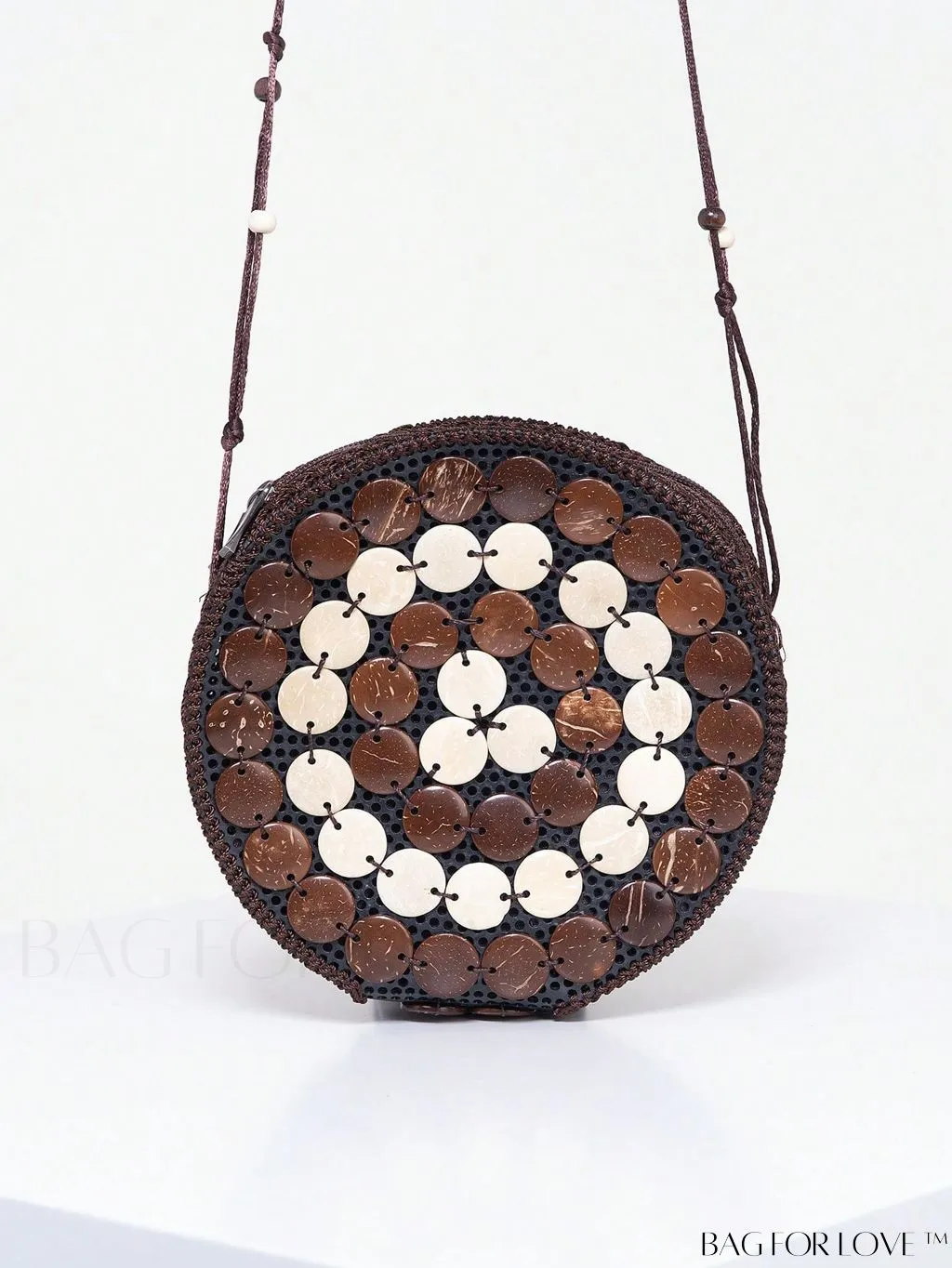 BagForLove - Handcrafted Mini Beaded Coconut Shell Crossbody Bag, Stylish Woven Travel Shoulder Bag