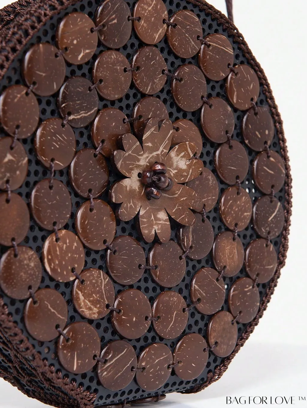 BagForLove - Handcrafted Mini Beaded Coconut Shell Crossbody Bag, Stylish Woven Travel Shoulder Bag