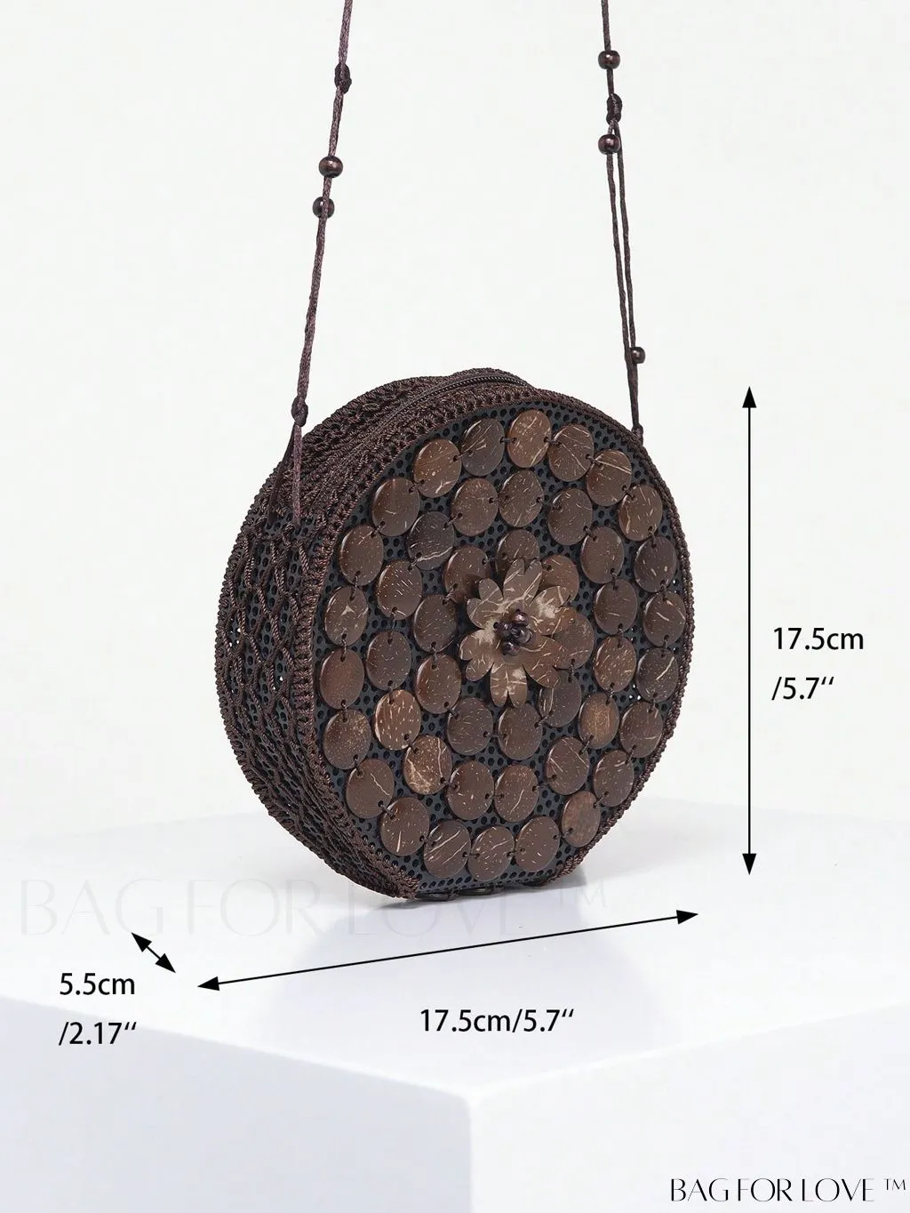 BagForLove - Handcrafted Mini Beaded Coconut Shell Crossbody Bag, Stylish Woven Travel Shoulder Bag
