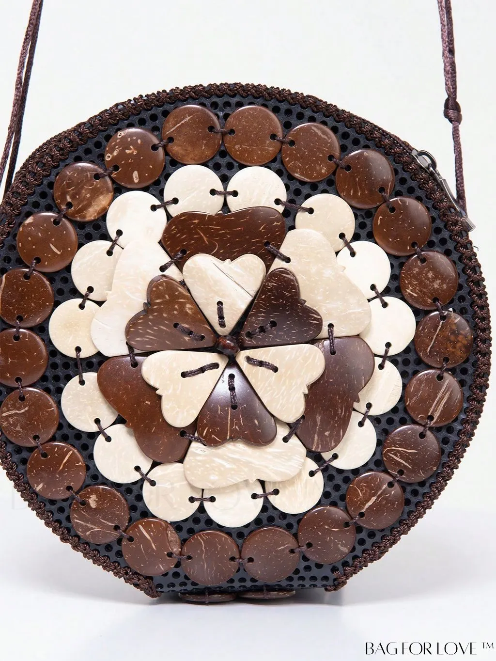 BagForLove - Handcrafted Mini Beaded Coconut Shell Crossbody Bag, Stylish Woven Travel Shoulder Bag