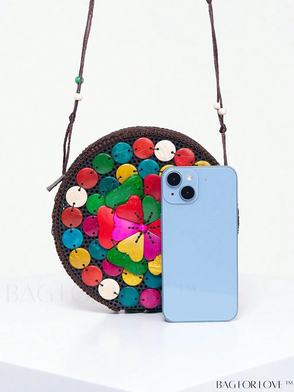 BagForLove - Handcrafted Mini Beaded Coconut Shell Crossbody Bag, Stylish Woven Travel Shoulder Bag
