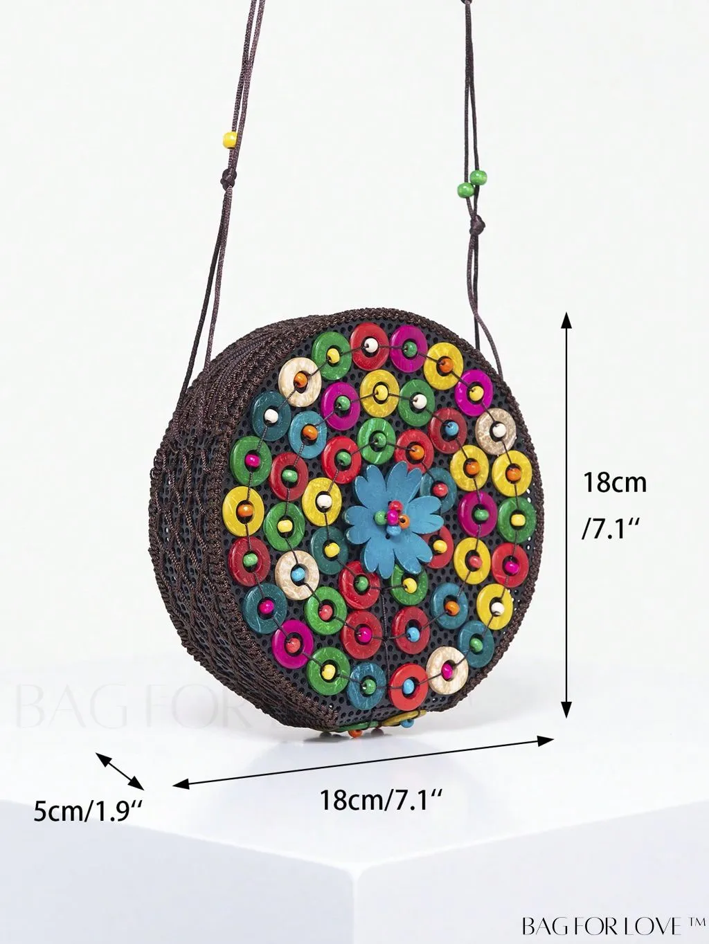 BagForLove - Handcrafted Mini Beaded Coconut Shell Crossbody Bag, Stylish Woven Travel Shoulder Bag