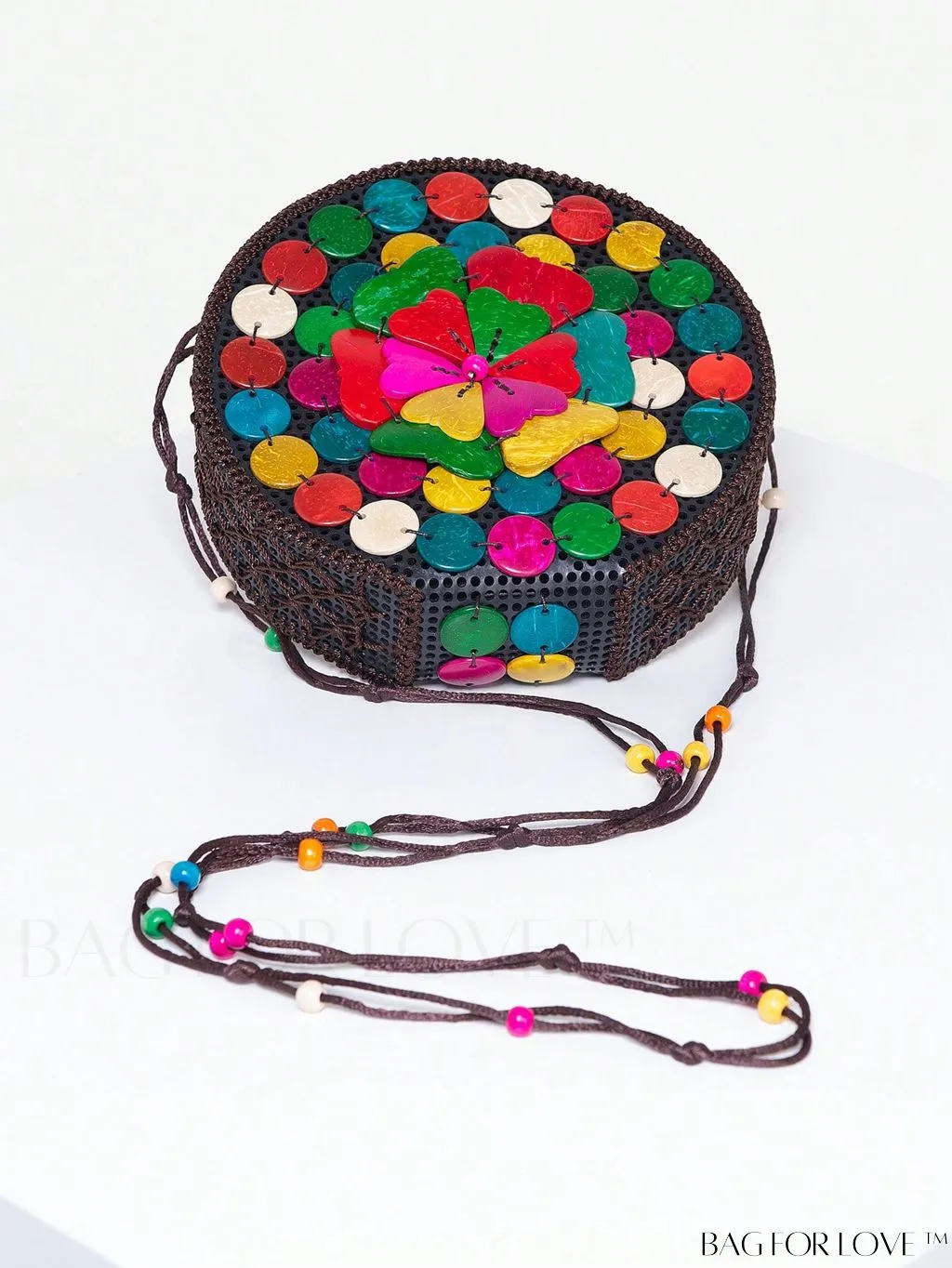 BagForLove - Handcrafted Mini Beaded Coconut Shell Crossbody Bag, Stylish Woven Travel Shoulder Bag