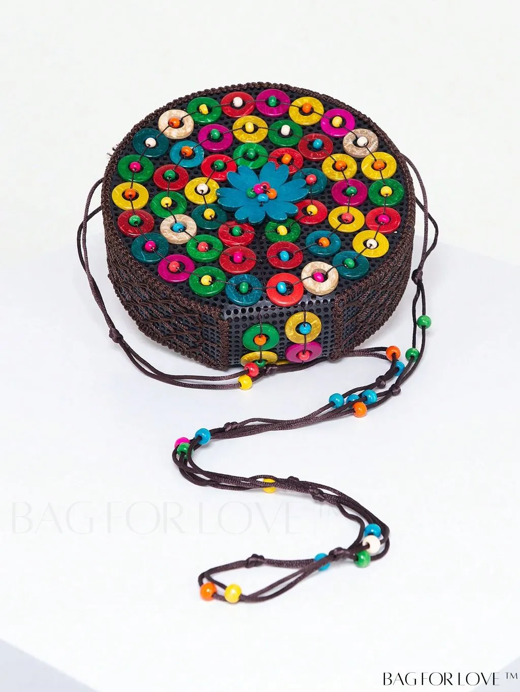 BagForLove - Handcrafted Mini Beaded Coconut Shell Crossbody Bag, Stylish Woven Travel Shoulder Bag