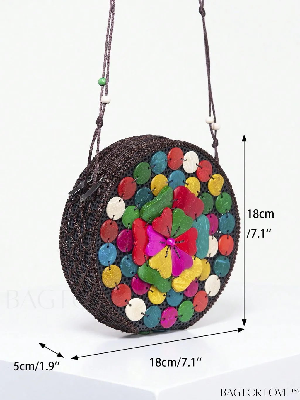 BagForLove - Handcrafted Mini Beaded Coconut Shell Crossbody Bag, Stylish Woven Travel Shoulder Bag
