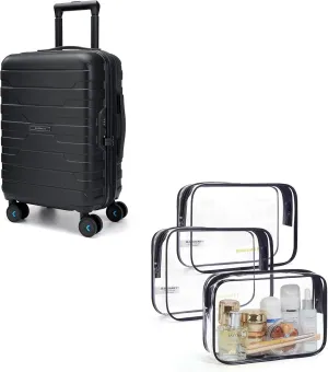 BAGSMART 3 Packs Clear Toiletry Bag & Carry On Luggage