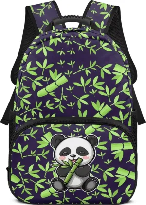 Bamboo Laptop Backpacks Panda Printed School Backpack for Teens Lightweight Book Bag with Adjustable Padded Shoulder Straps for School