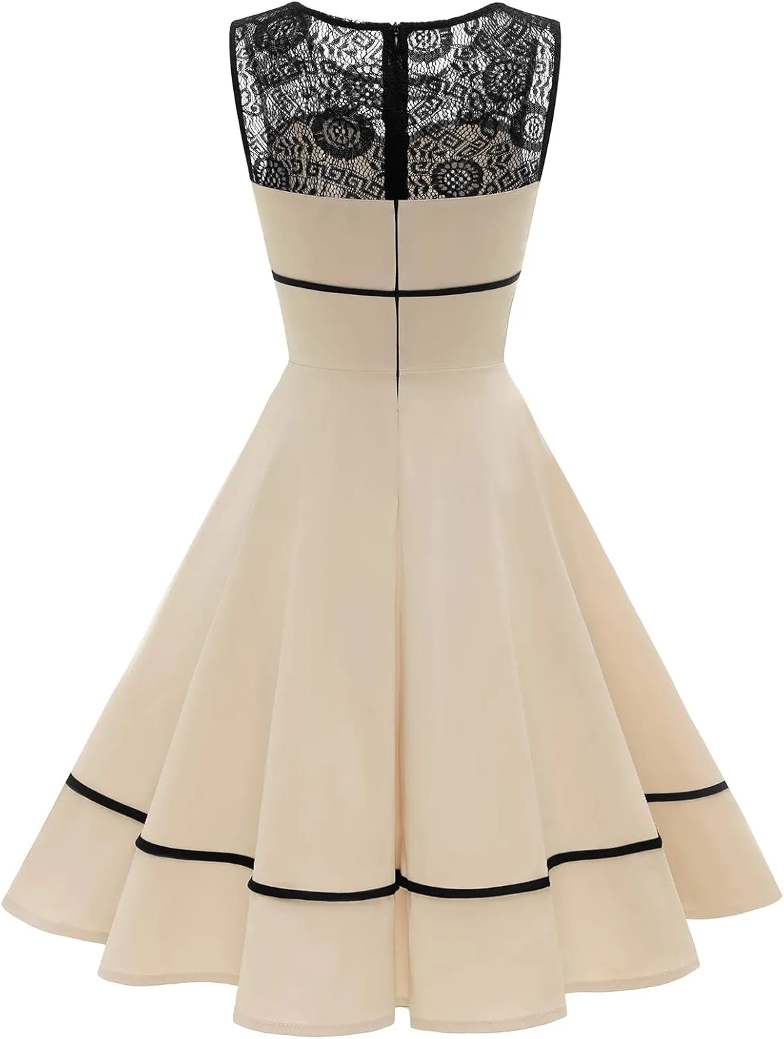 Bbonlinedress Women's 50s Vintage Floral Lace Retro Rockabilly Sleeveless Round Neck Cocktail Party Swing Dress