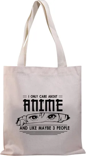 BDPWSS Anime tote bag for women Anime Lover Gifts I Only Care About Anime And Like Maybe 3 People Gift (Care about anime TG)