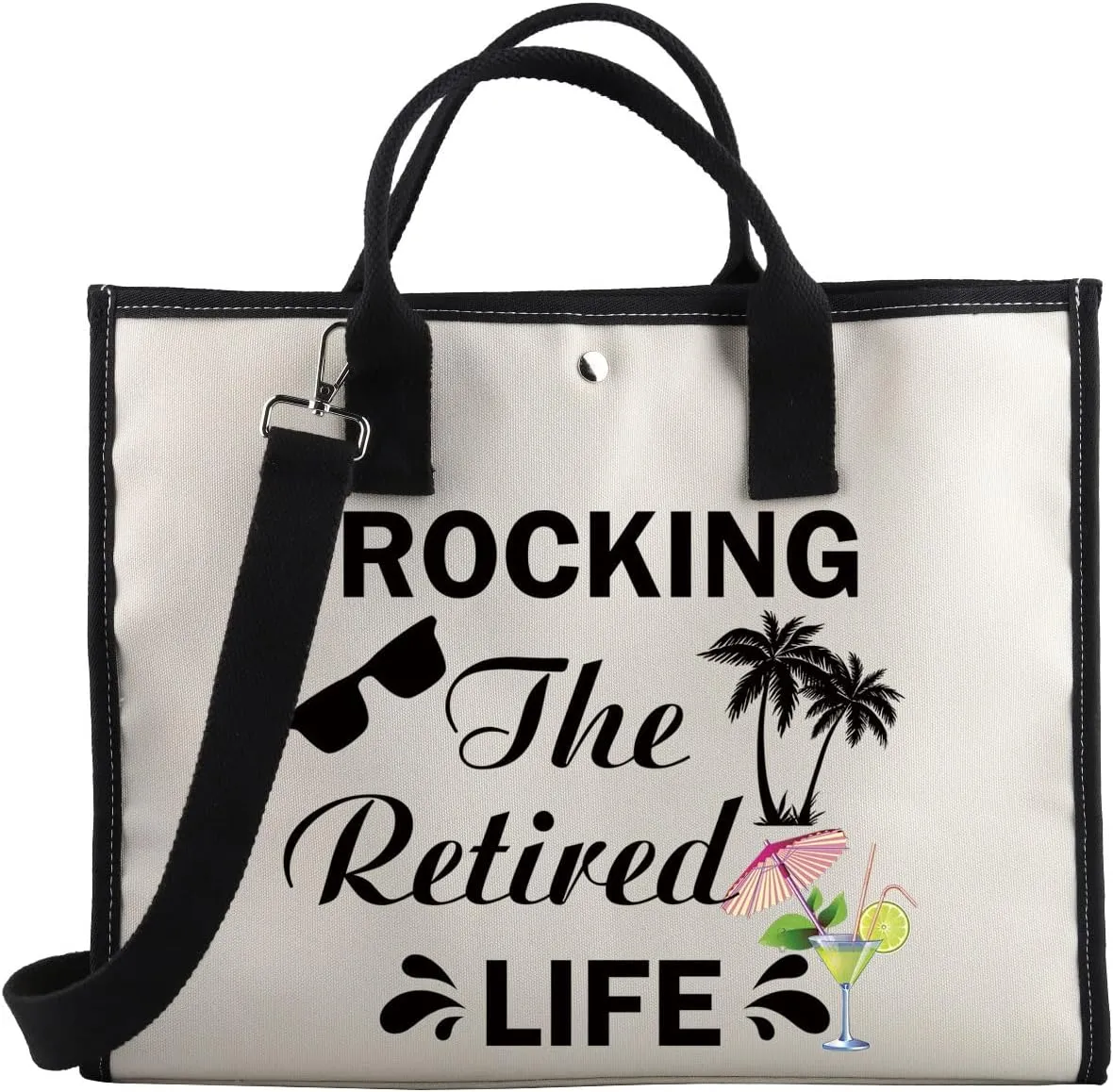 BDPWSS Funny Retirement Tote Bag For Women Rocking The Retired Life Beach Lover Gift Retired Gift for Coworker Friends