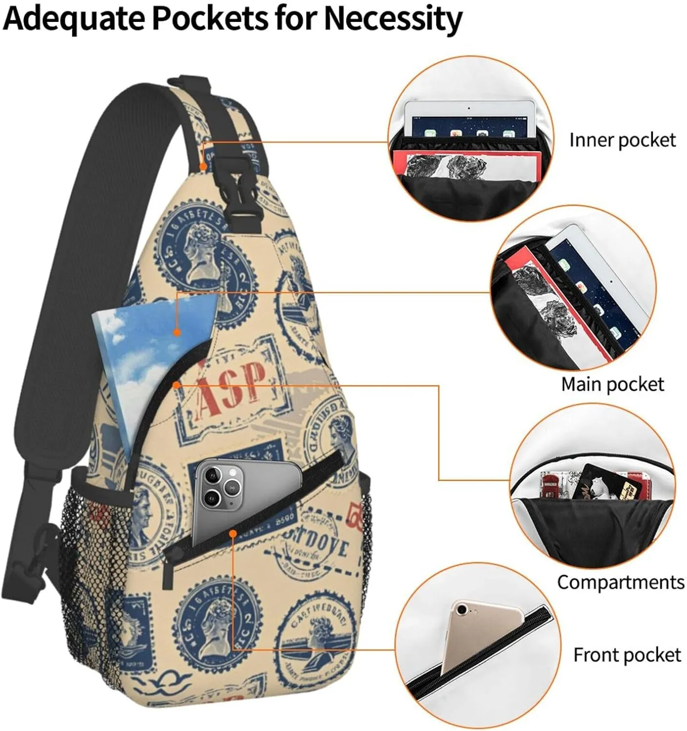 Beach Shell Crossbody Bags Cross Chest Bag Adjustable Sling Backpack for Women Men