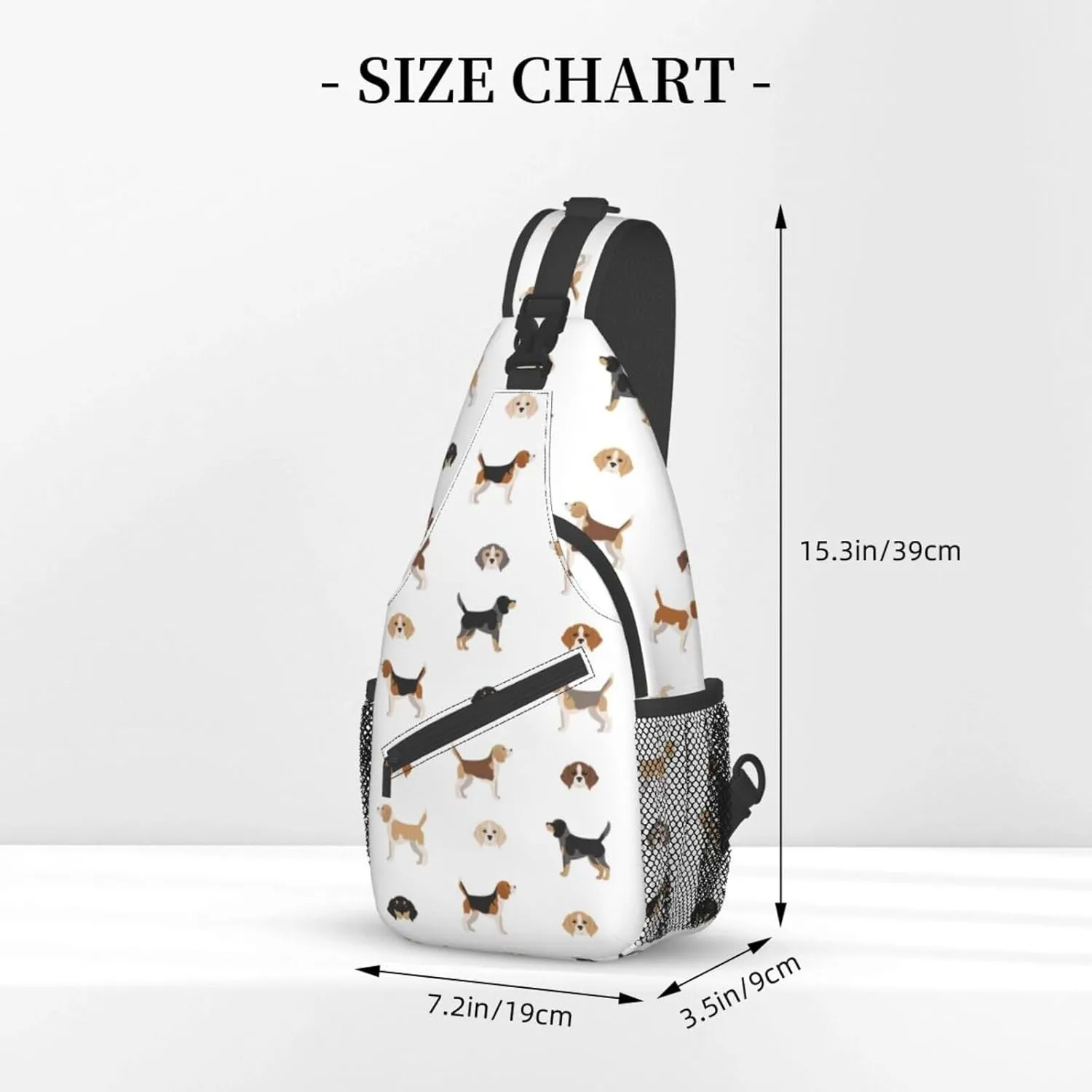 Beagle Puppy Dog Poses Sling Bag for Women Mens Crossbody Backpack Cycling Hiking Daypack Chest Shoulder Bag with Adjustable Strap