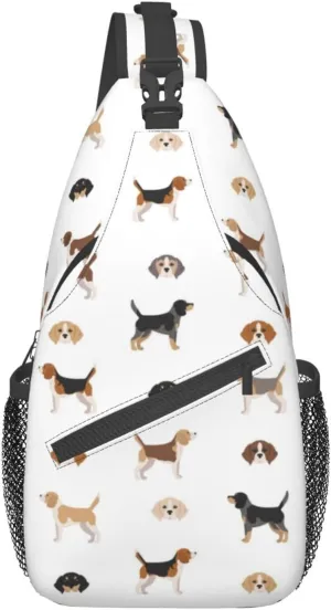 Beagle Puppy Dog Poses Sling Bag for Women Mens Crossbody Backpack Cycling Hiking Daypack Chest Shoulder Bag with Adjustable Strap