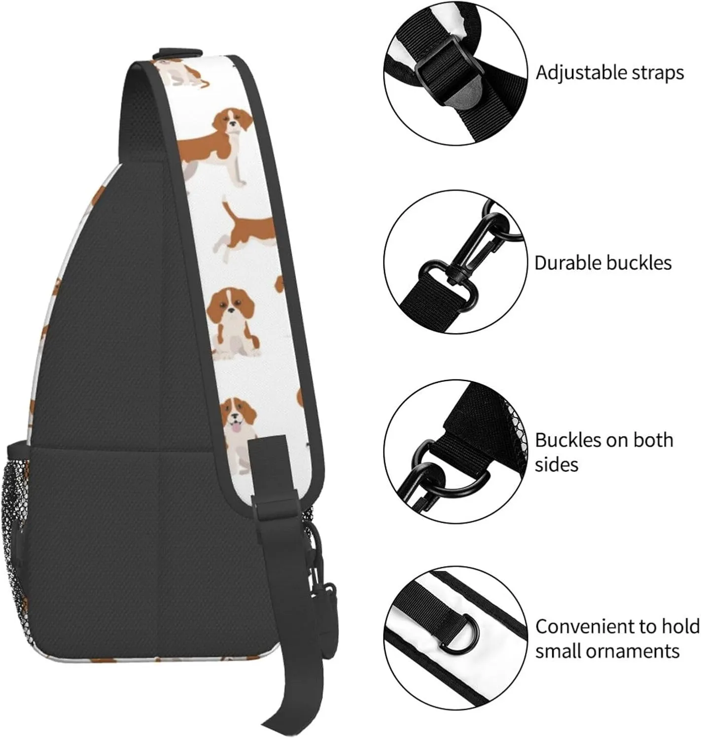 Beagle Puppy Dog Poses Small Sling Bag for Women Men Crossbody Backpack Casual Hiking Daypack Shoulder Chest Bag with Adjustable Strap