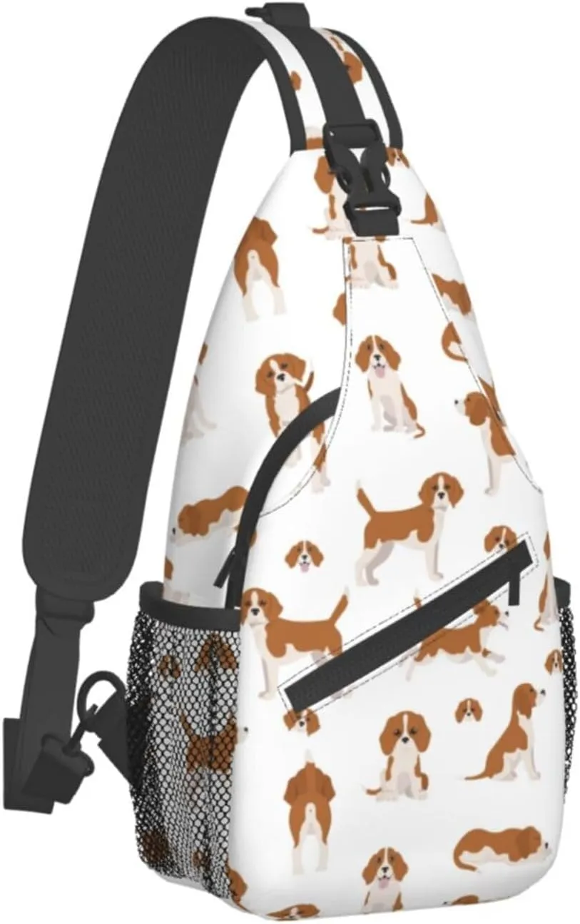 Beagle Puppy Dog Poses Small Sling Bag for Women Men Crossbody Backpack Casual Hiking Daypack Shoulder Chest Bag with Adjustable Strap