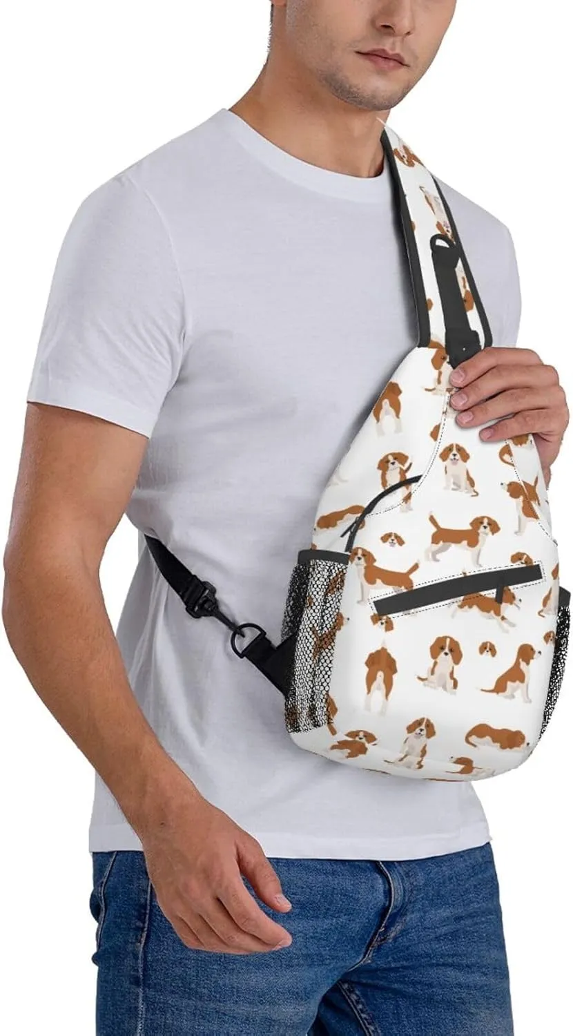 Beagle Puppy Dog Poses Small Sling Bag for Women Men Crossbody Backpack Casual Hiking Daypack Shoulder Chest Bag with Adjustable Strap