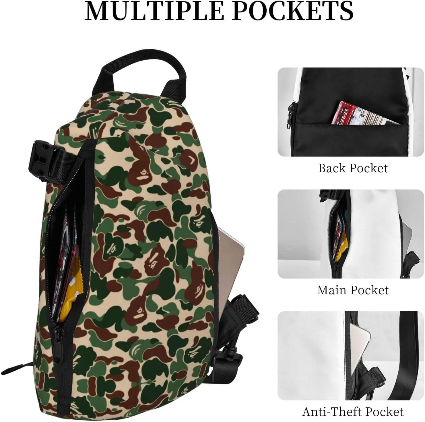 Beautiful Rainbow Colors Mermaid Print Lightweight Adjustable Crossbody Backpack Daypack For Men,Women Sling Bag